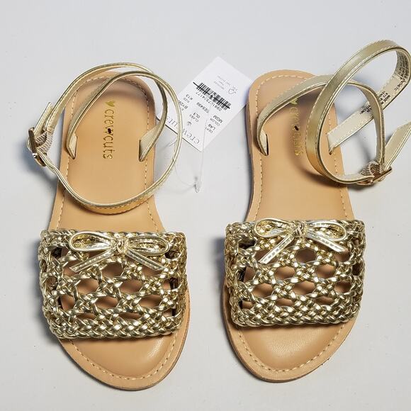 J. Crew‎ Crewcuts Girls Open Weave Sandals Size K3 Metallic Gold Multi NWT BY295 - Picture 2 of 10
